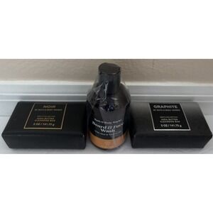 New Bath & Body Works LOT of 3 Mens Shop Graphite Noir Bar Soap Beard Wash Set